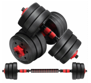 KIT Entrenamiento MANCUERNAS/BARRA PESAS 30 KG C/GUANTES